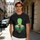Olive Anime T-Shirt With Samurai Warrior Silhouette Art