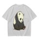 Olive T-shirt with Sad Sitting Panda Graphic Print
