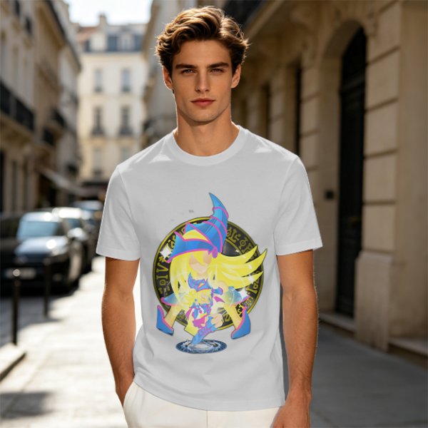 Olive T-Shirt with Dark Magician Girl Anime Graphic Print