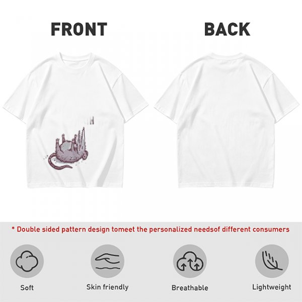 Olive Green T-Shirt With Upside Down Rat Graphic Print