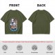 Olive T-Shirt With Cute Chibi Cat Character Group Print