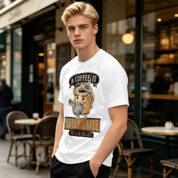 A Coffee Is Never Latte Wizard Mug T-Shirt Print