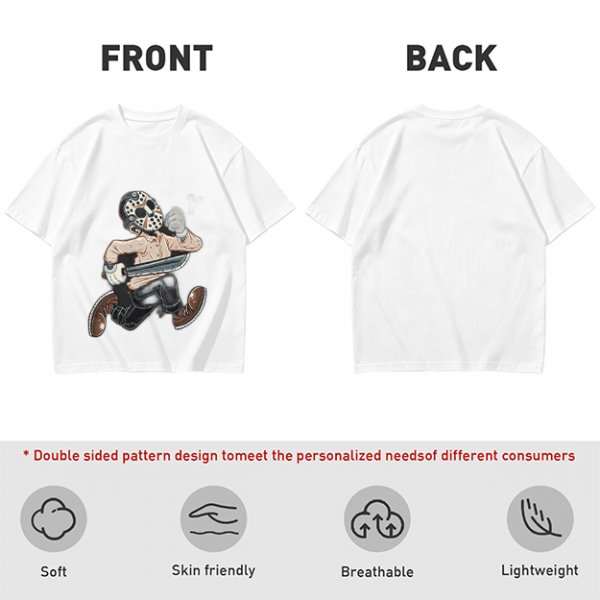 Olive T-Shirt with Cartoon Jason Voorhees Graphic Print