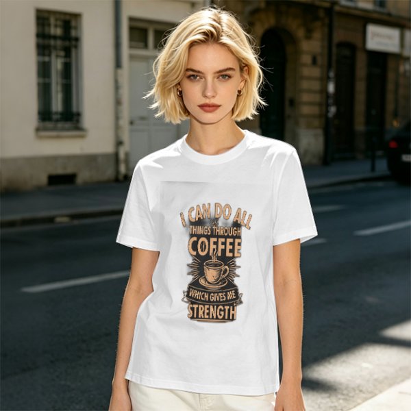 Olive t-shirt with coffee strength motivational print
