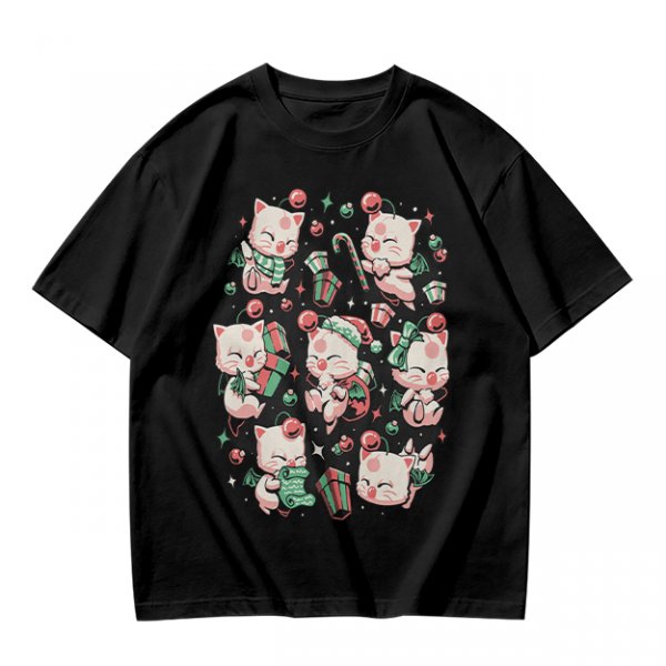 Olive Green T-Shirt With Cute Christmas Kittens And Holiday Gifts Print
