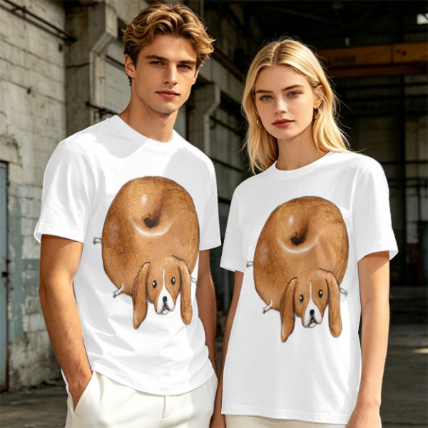 Olive Green T-Shirt With Donut Shaped Beagle Print