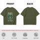 Olive green t-shirt with 'Don't Trust The Wizard' robot graphic print