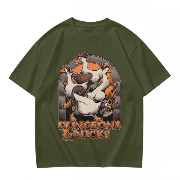 Dungeons & Ducks Fantasy Roleplaying Themed Graphic T-Shirt