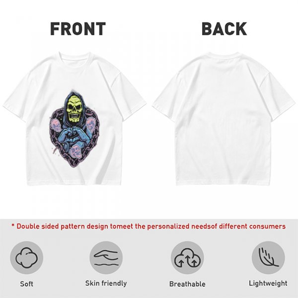 Olive T-Shirt With Grim Reaper Skull And Chain Heart Graphic