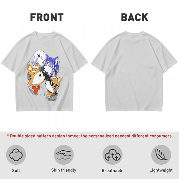 Olive T-shirt with Space Fox Crew Graphic Design