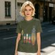 Olive T-shirt with cartoon characters print featuring Totoro and small figures