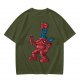 Olive Green T-Shirt with Retro Robot Graphic Print