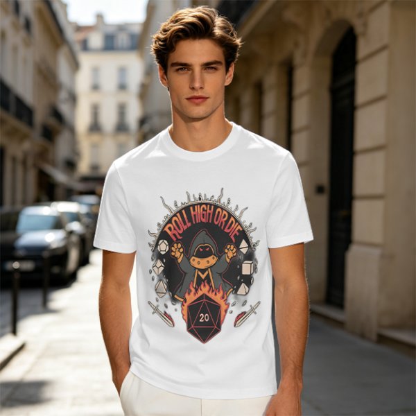 Roll High Or Die DnD Themed Graphic T-Shirt