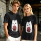 Olive T-Shirt With Cute White Cat Holding D20 Dice Print