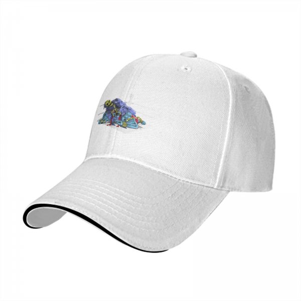 Black Baseball Cap With Wrestling Ring Graphic Print