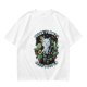 Olive T-shirt with 'More Plants Less People' Cat and Succulent Print