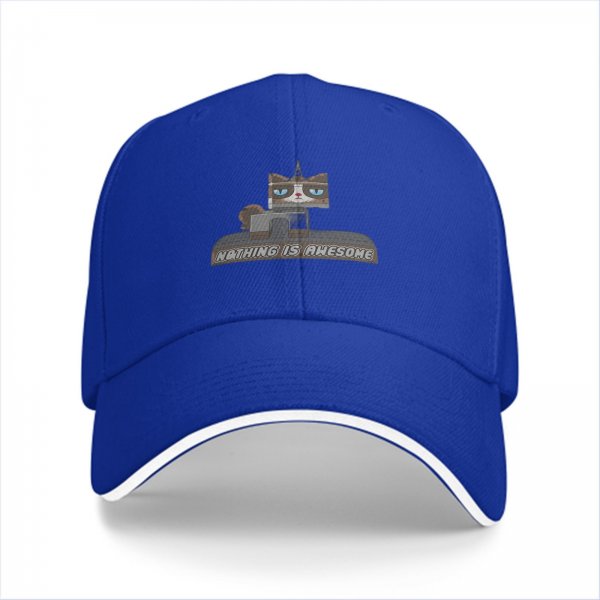 Black Baseball Cap With Grumpy Cat Submarine 'Nothing Is Awesome' Print
