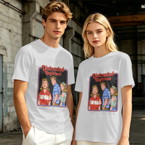 Olive T-Shirt with Distracted Boyfriend Meme Graphic Print