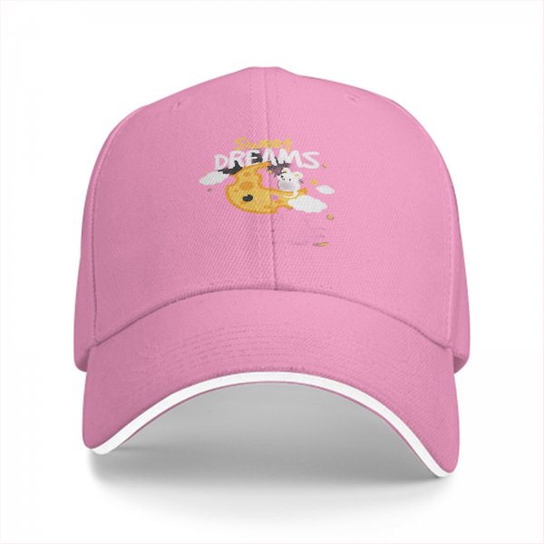 Black baseball cap with Sweet Dreams cheese moon and mouse graphic