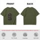 Olive Green T-Shirt with Purranormal Cat Skeleton Tarot Art