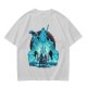 Fantasy warrior ghost print olive green graphic t-shirt