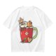 Olive T-Shirt With Cute Capybara In Christmas Hot Cocoa Mug Print