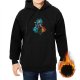 Black Hoodie With Cosmic Alien And Planets Graphic Print