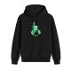 Black Hoodie With Green Samurai Silhouette Graphic