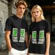 Olive T-shirt with pixel art retro computer characters print