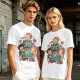 Olive T-Shirt With Cute Chibi Monster And Girls Graphic Print