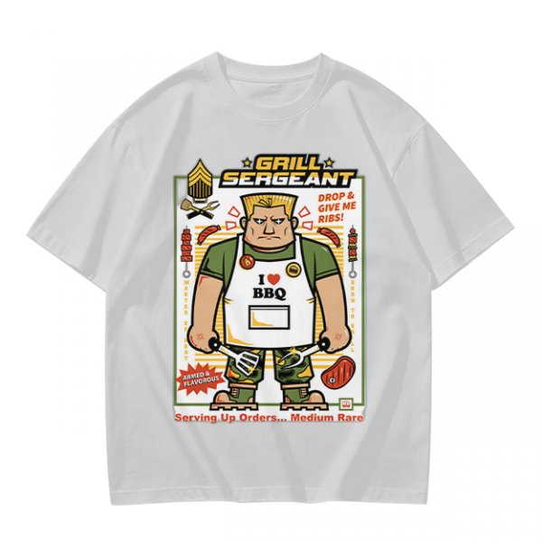 Grill Sergeant I Love BBQ T-Shirt with Funny Military BBQ Art