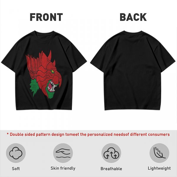 Olive T-Shirt With Fierce Armored Beast Head Graphic