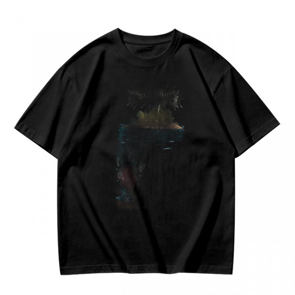Olive Green Oversized T-Shirt With Abstract Graphic Print