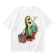 Olive T-Shirt with Cartoon Avocado Globe Travel Print