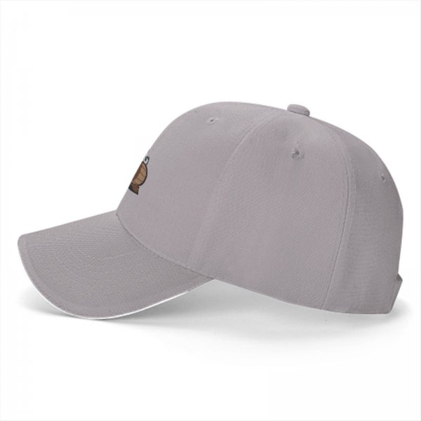 Black baseball cap with cartoon leprechaun and beer barrel graphic