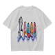 Olive T-Shirt With Shark And Colorful Ghost Creatures Print