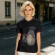Olive T-shirt with Totoro and masked figure under umbrellas print
