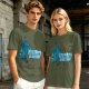 Olive Graphic T-Shirt with Blue Tiger and Studio Derpy Text