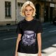 Olive T-shirt with Gothic Skull Teacup and Roses Print