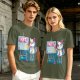 Olive T-Shirt With Cute Artist Cat Art Because Murder Is Wrong Print