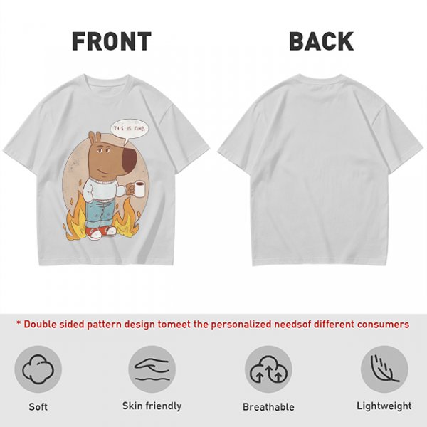 Olive T-Shirt Featuring the 'This Is Fine' Dog Meme Art
