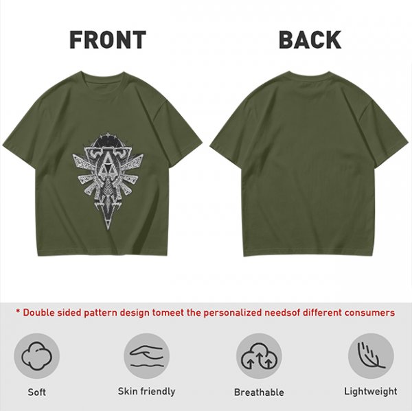 Olive Green T-Shirt With Detailed Fantasy Crest Graphic