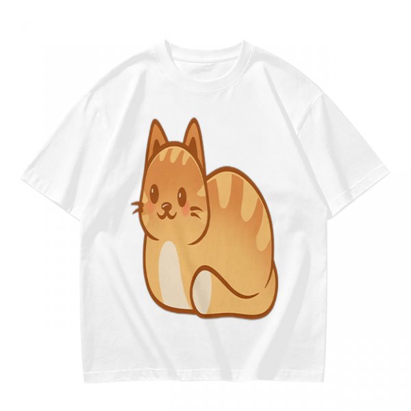 Olive Green T-Shirt With Cute Orange Tabby Cat Graphic