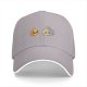 Black Baseball Cap With Cute Fire And Smoke Character Print