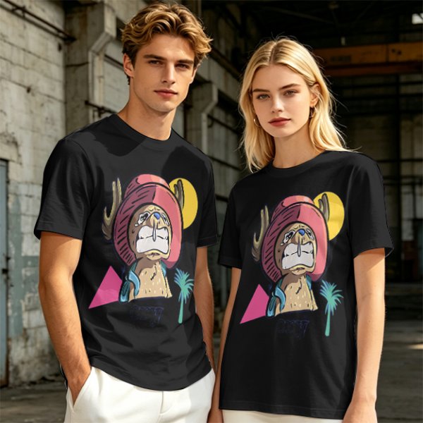 Olive T-shirt with Crying Tony Tony Chopper Graphic Print
