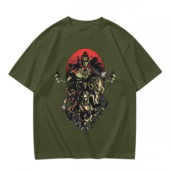 Olive T-Shirt With Dark Fantasy Villain Character Art Print