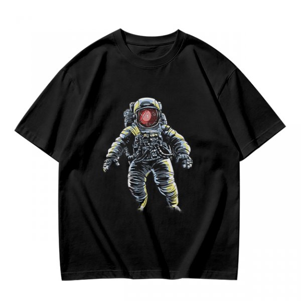 Olive T-Shirt with Floating Astronaut Graphic Print