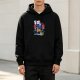 Black hoodie with colorful Cobra Puffs graphic print