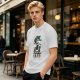 Olive graphic t-shirt with 'Fueled by Coffee & Existential Dread' grim reaper print