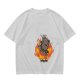 Olive T-Shirt With Cartoon Goat On Flames And Skulls Print